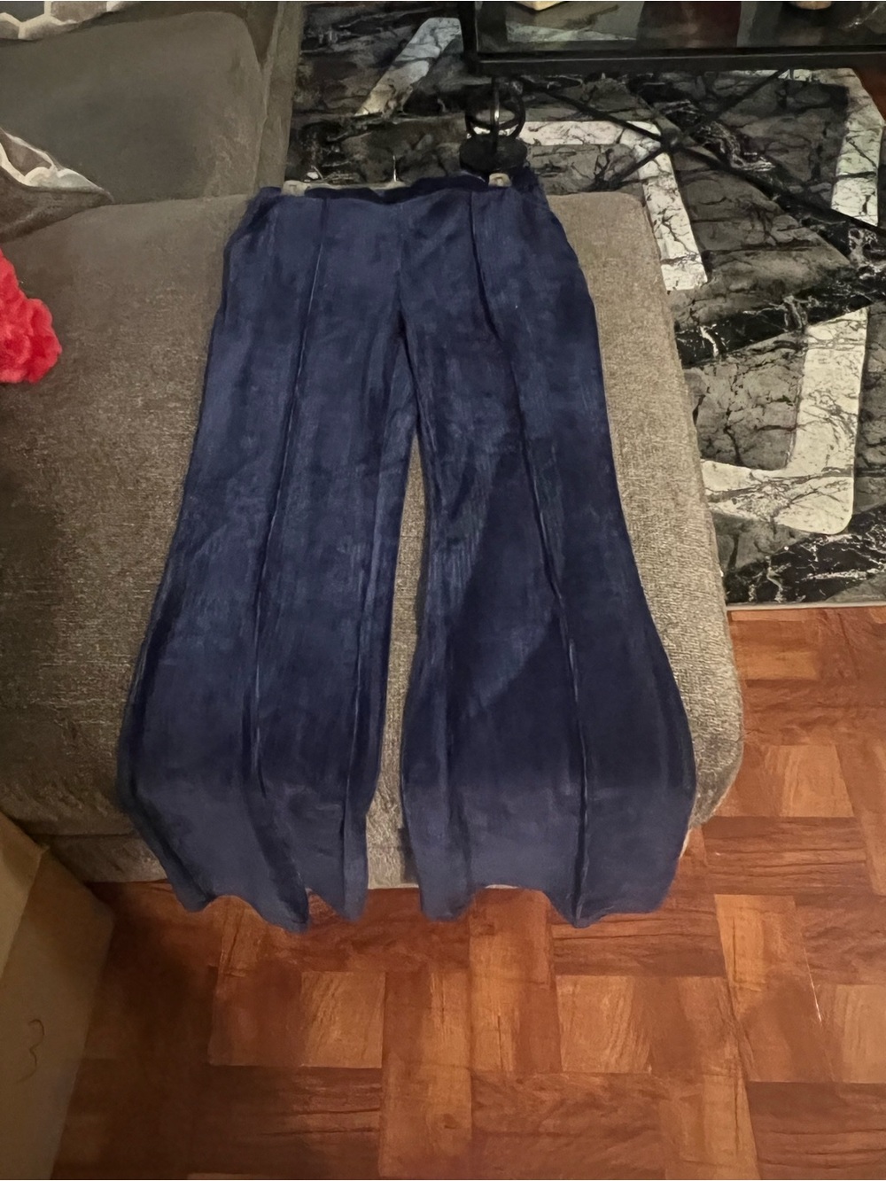 Navy Velvet Boot Cut Pants
